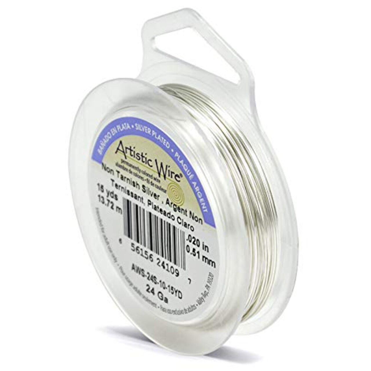 Artistic Wire Jewelry Wire Non-Tarnish Silver Plated 24 Gauge (15 Yards)